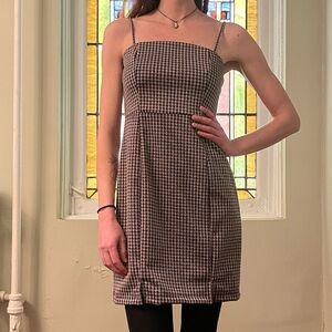 Classic Black and Cream Checkered Dress